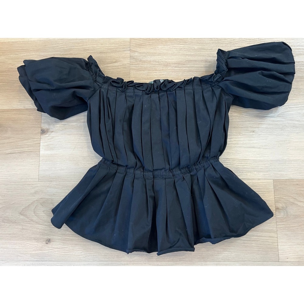 Antonio Melani Peplum Top off-the-shoulder Puff Sleeves Black Size 0